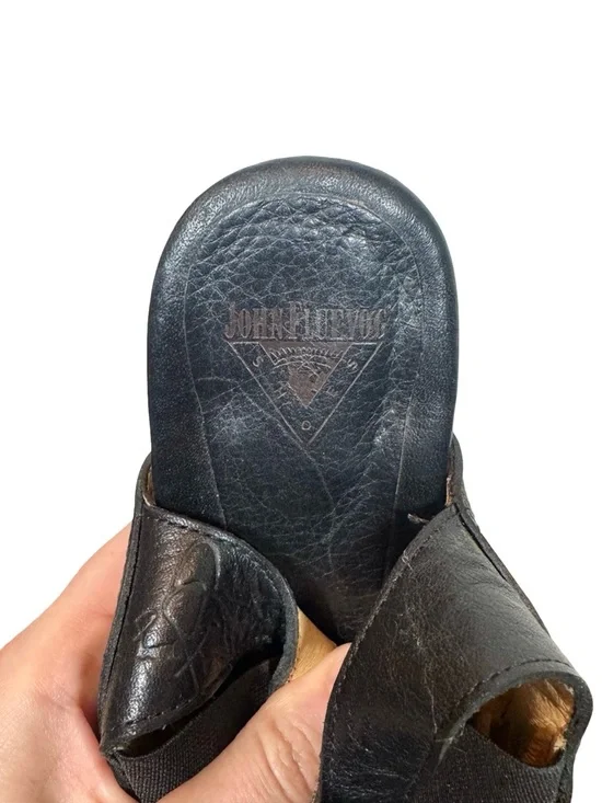 John Fluevog Spur Prepare Hi Leather Chunky Sculptural Curved Platform Sandals - Picture 11 of 15